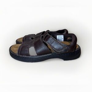 Men’s Genuine Full Grain Brown Leather Strap Dress Sandals Size 9 Shoes